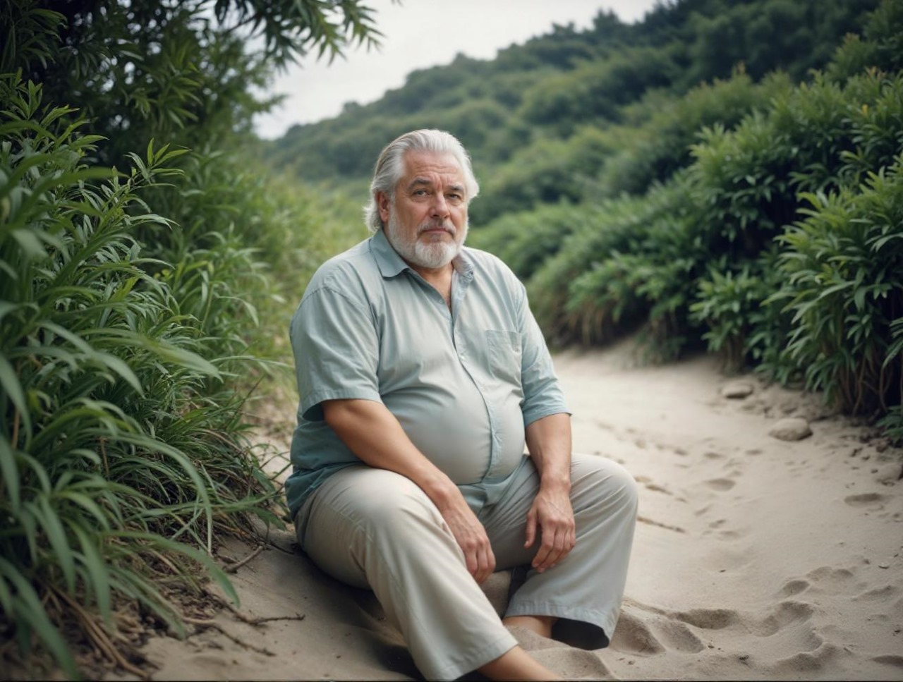 شخص مسن يعاني من دهون الفخذ